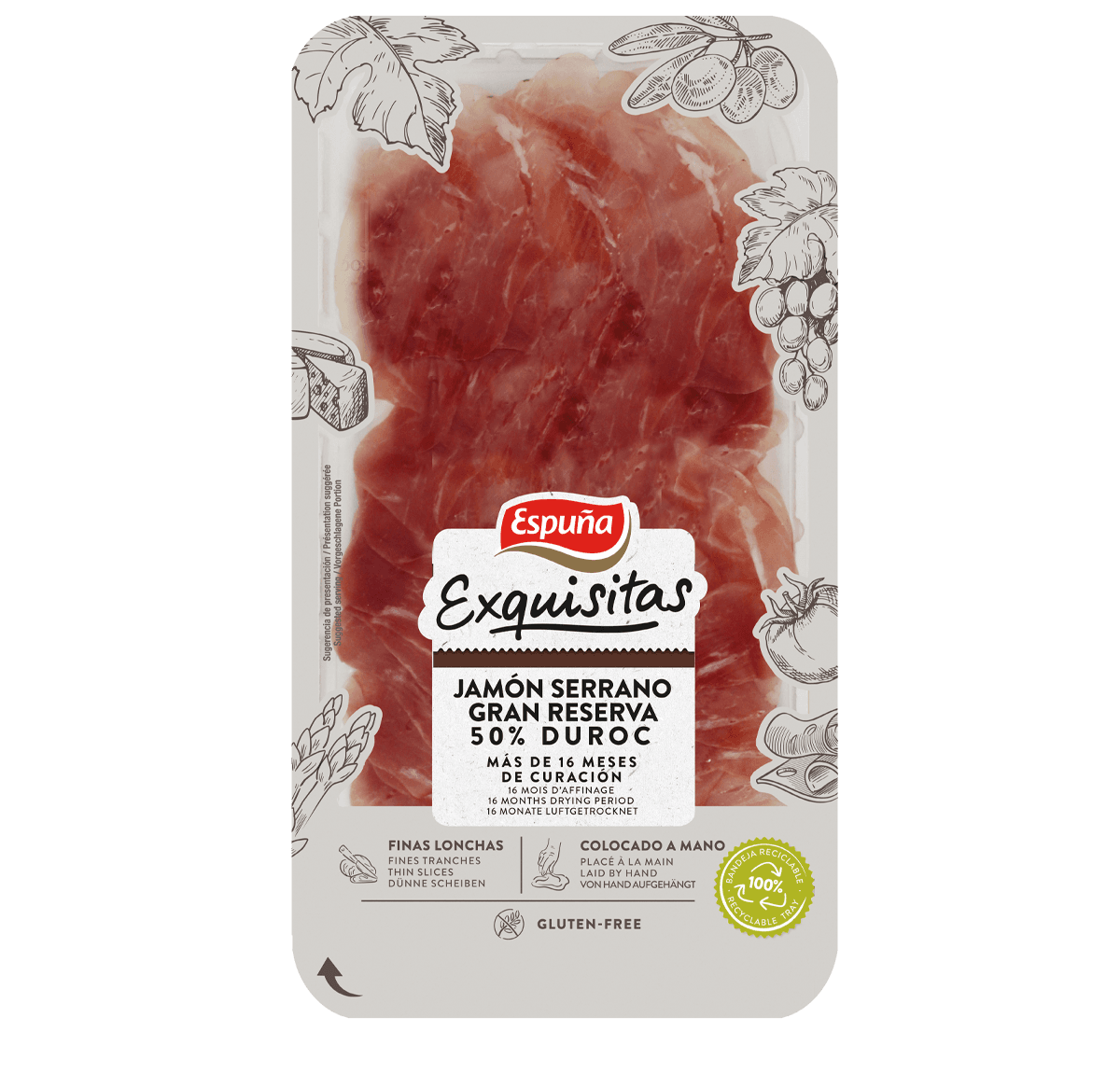 Serrano schinken gran reserva geschnitten 80g (16 monate)